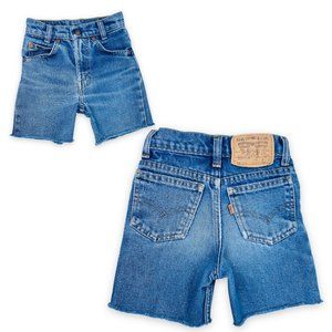 Vintage Levis 216 Orange Tab Medium Wash Cutoff Denim Jean Shorts Jorts 7 Slim